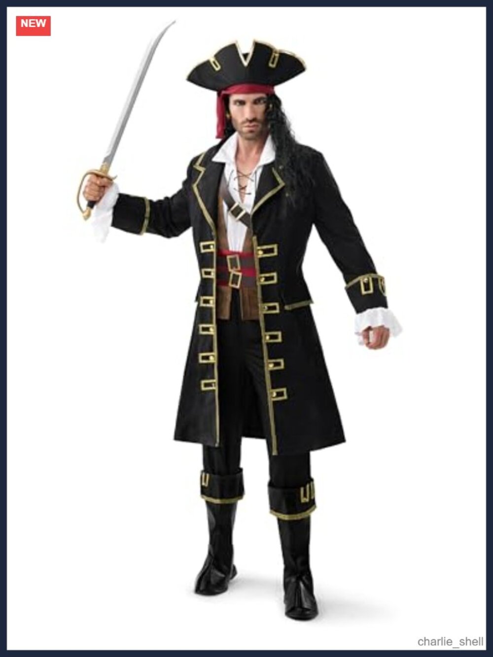Men's Pirate Captain Costume Deluxe Sea Captain Outfit Themed Party